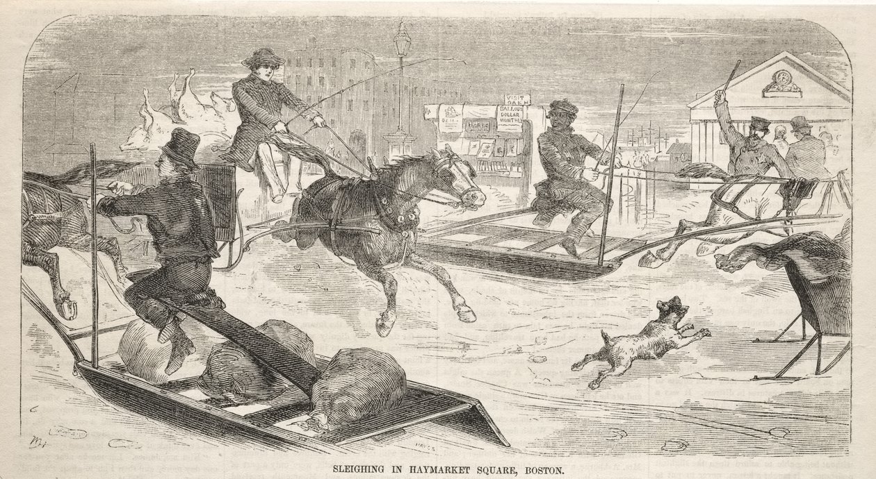 Kelkkailua Haymarket Squarella, Bostonissa tekijältä Winslow Homer