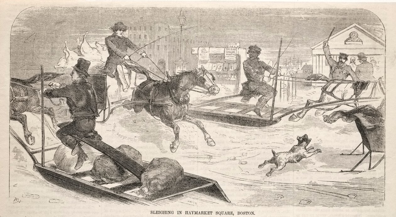 Kelkkailua Bostonin Haymarket Squarella, 1859. tekijältä Winslow Homer