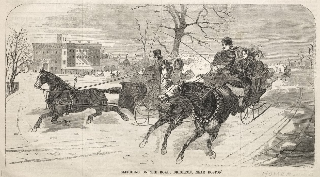 Kelkkailua tiellä, Brighton, Bostonin lähellä tekijältä Winslow Homer