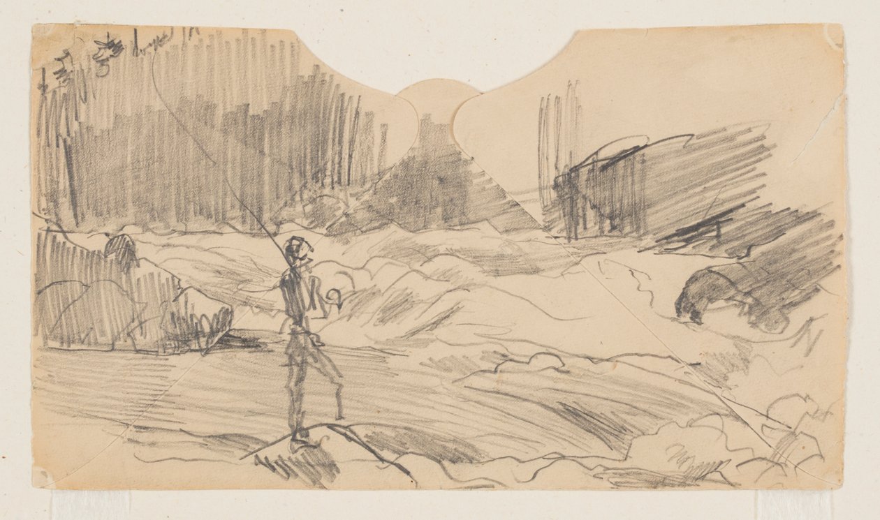 Tutkimus "Ouananiche Fishing" -järvelle St. John tekijältä Winslow Homer