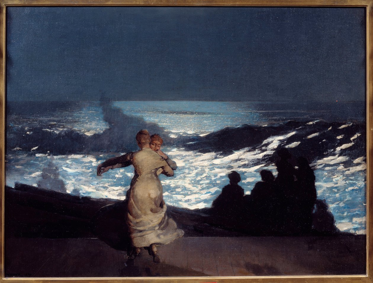 Kesäyö. Naiset tanssivat kuunvalossa. Winslow Homerin (1836-1910) maalaus Ec. Olen tekijältä Winslow Homer