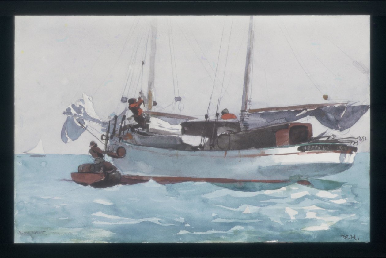 Lastin ottaminen alukselta Wet Provisions (kuunari nimeltään Newport, K. W.) tekijältä Winslow Homer