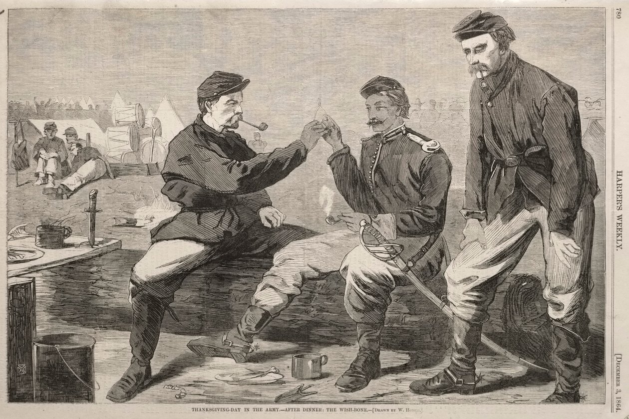 Kiitospäivä armeijassa - päivällisen jälkeen:  Toivomusluu tekijältä Winslow Homer