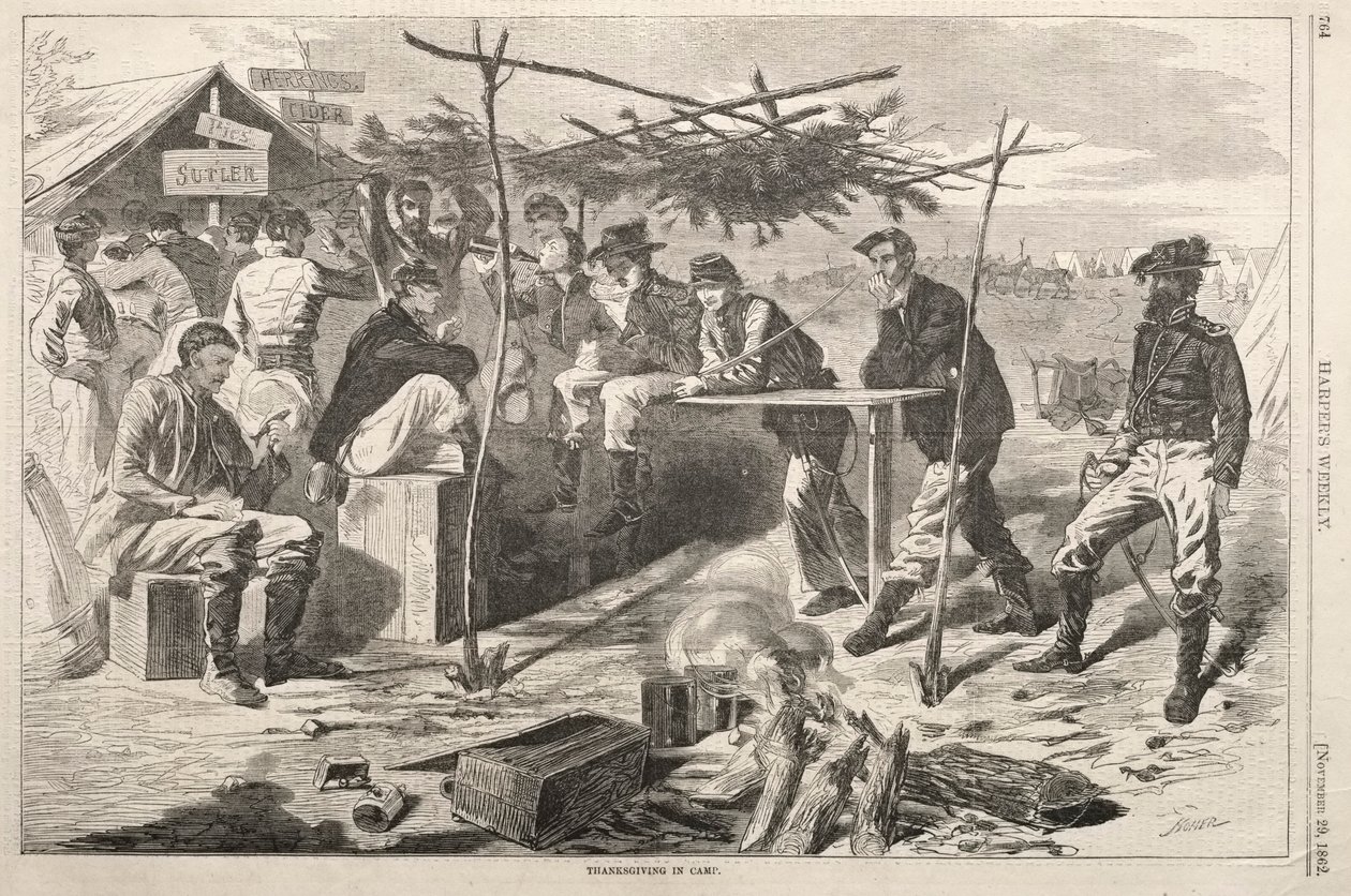 Kiitospäivä leirillä, 1862. tekijältä Winslow Homer