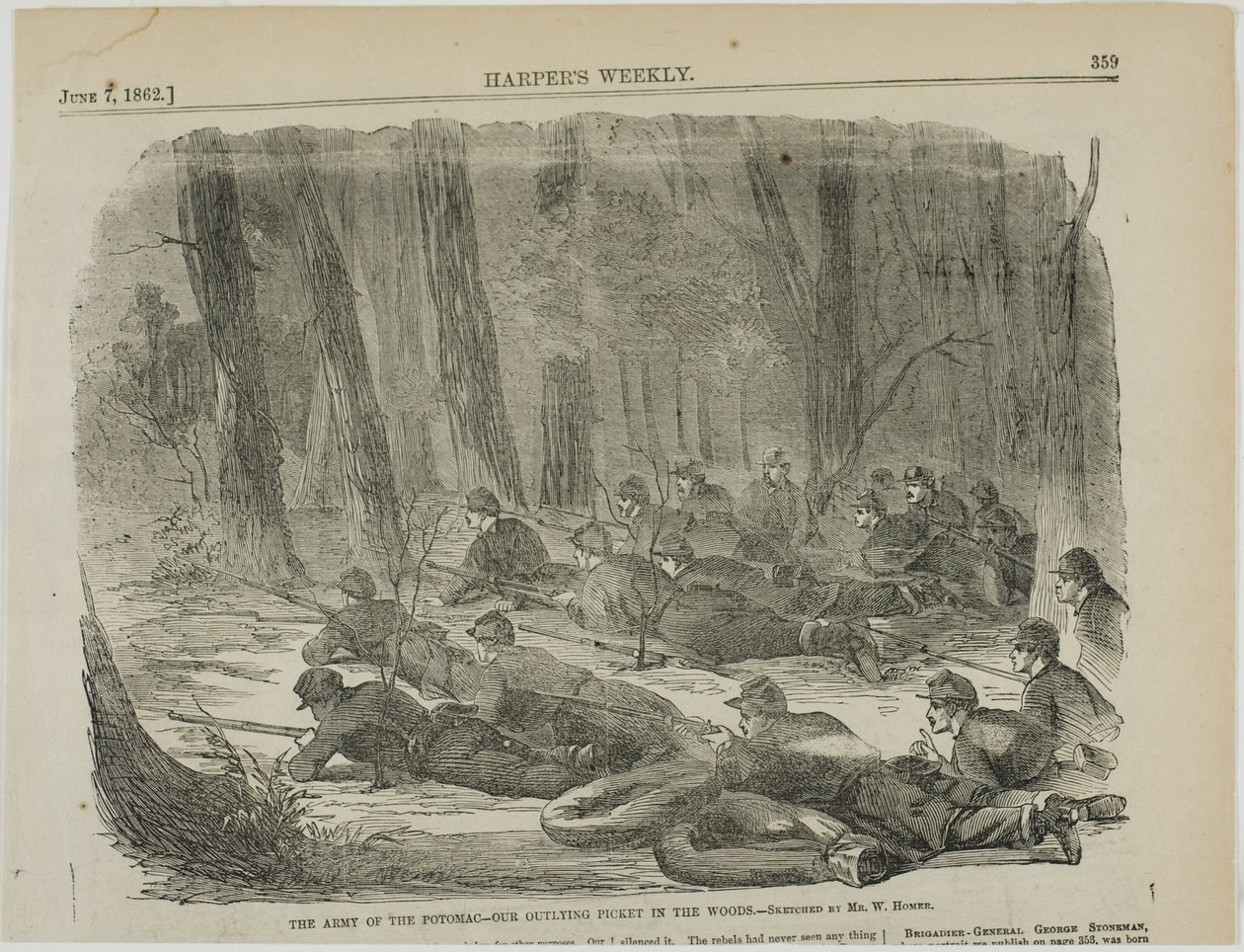 Potomacin armeija - syrjäinen vartiopaikkamme metsässä - tekijältä Winslow Homer