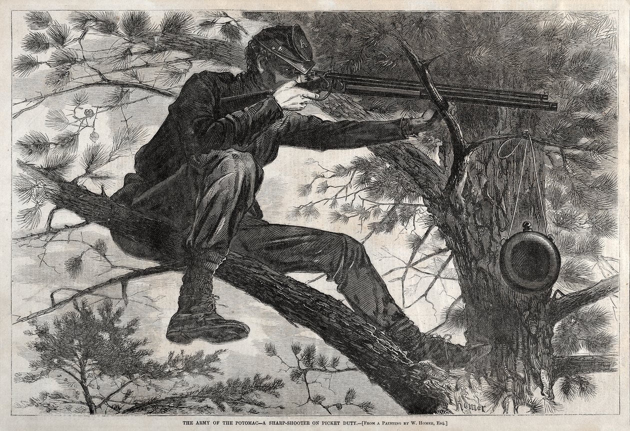 Potomacin armeija – tarkka-ampuja vartiointitehtävässä tekijältä Winslow Homer