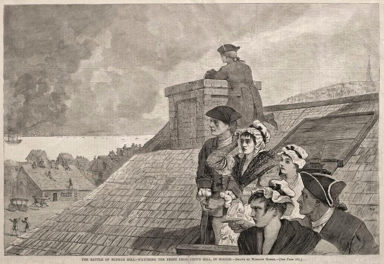 Bunker Hillin taistelu – katsomassa taistelua Copps Hillistä Bostonissa, 1875. tekijältä Winslow Homer