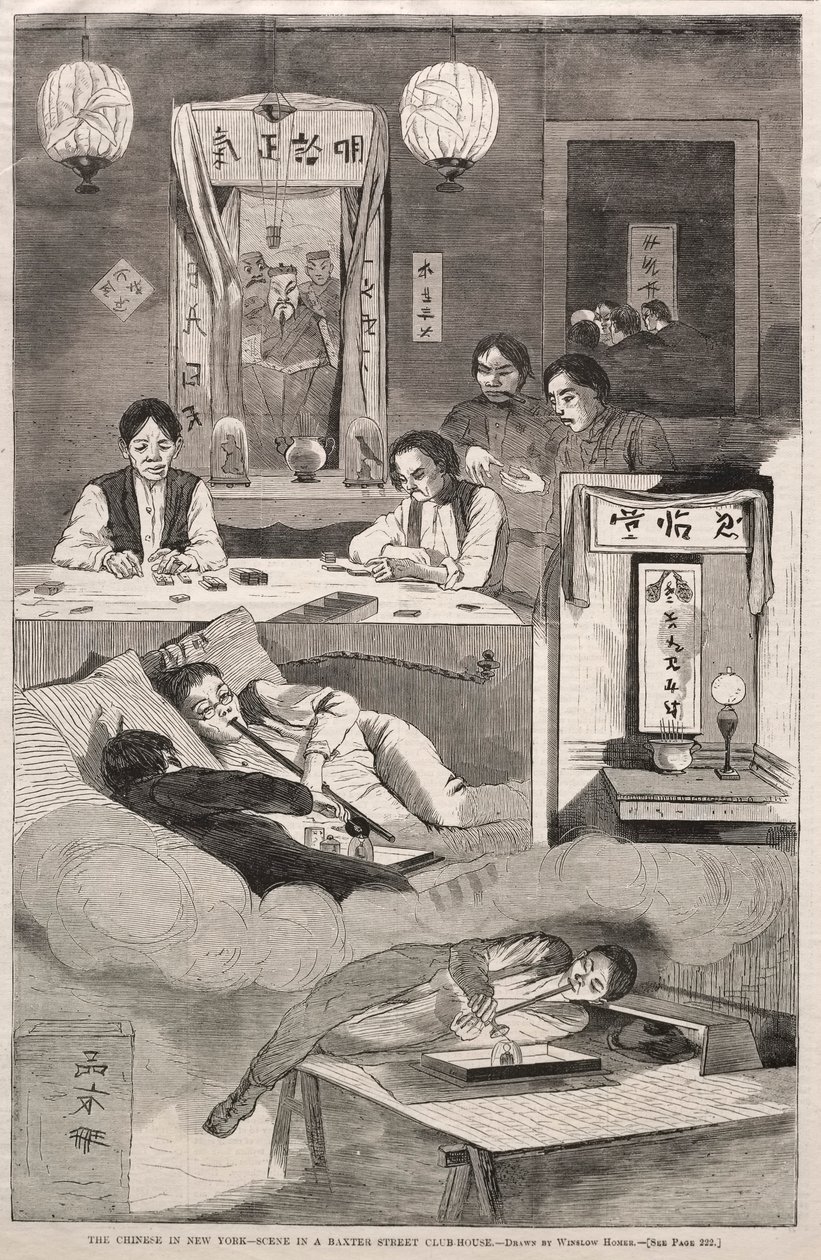 Kiinalaiset New Yorkissa - kohtaus Baxter Streetin klubitalossa, 1874. tekijältä Winslow Homer