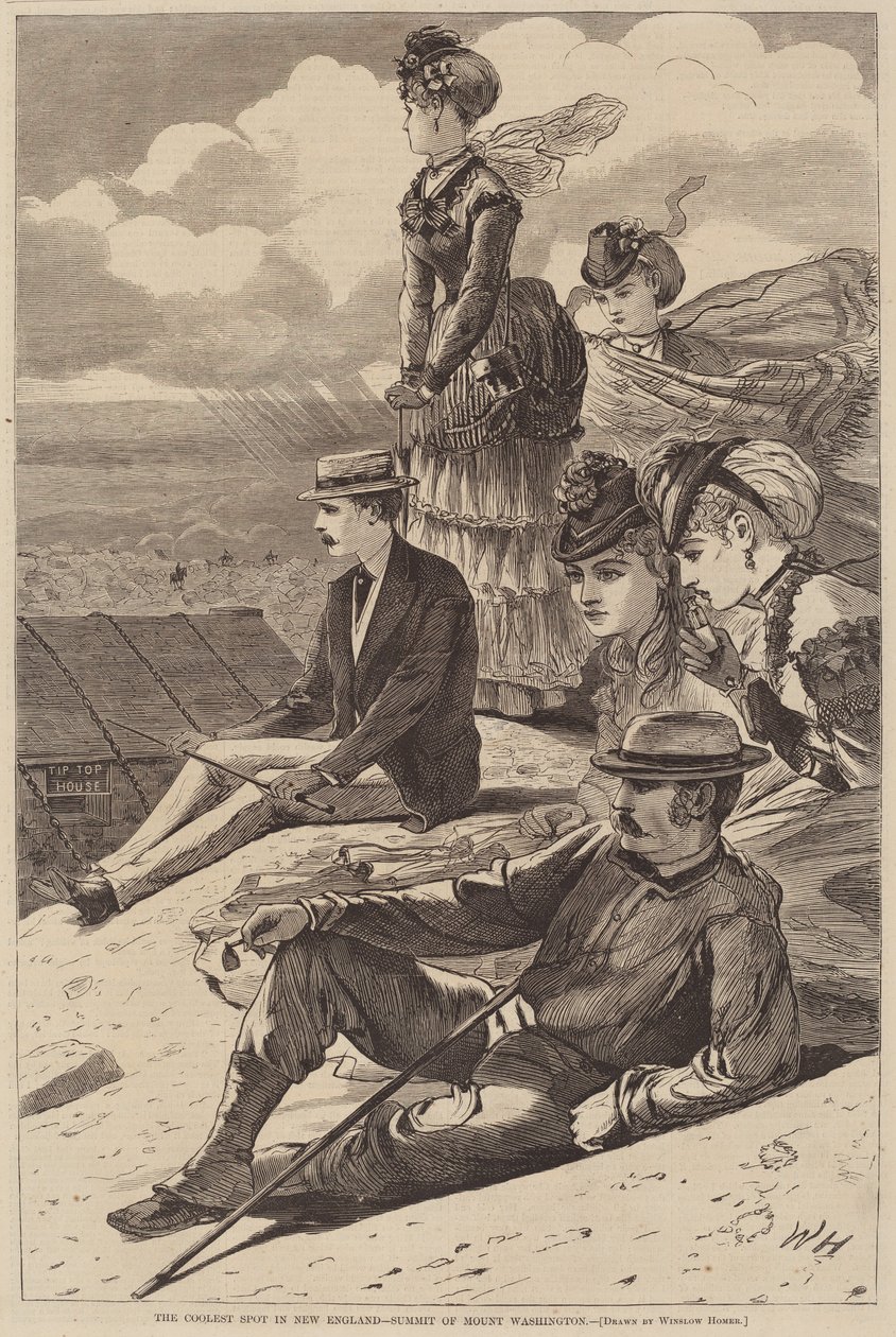 Uuden Englannin tyylikkäin paikka - Mount Washingtonin huippu, julkaistu 1870. tekijältä Winslow Homer