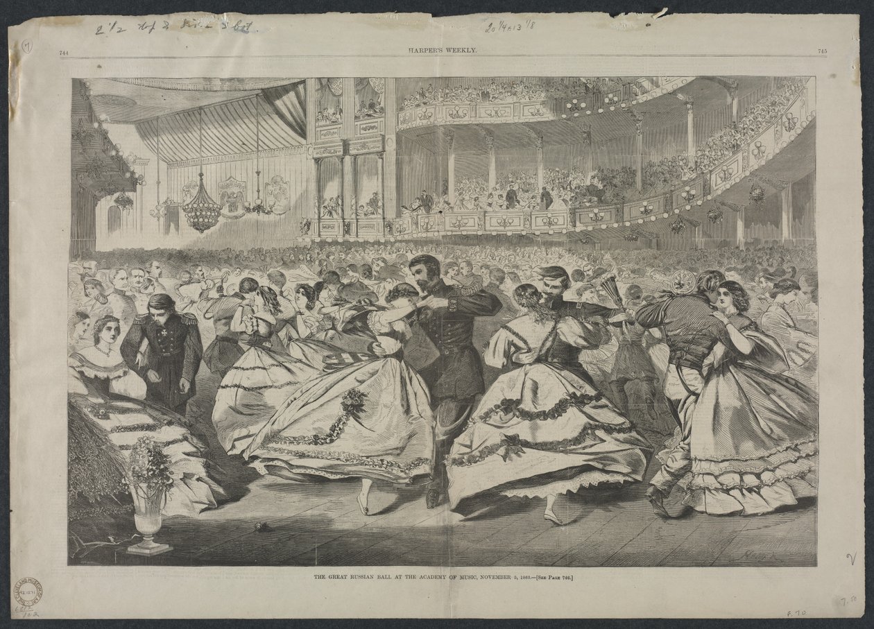 Suuret venäläiset tanssiaiset Musiikkiakatemiassa, 5. marraskuuta 1863. tekijältä Winslow Homer