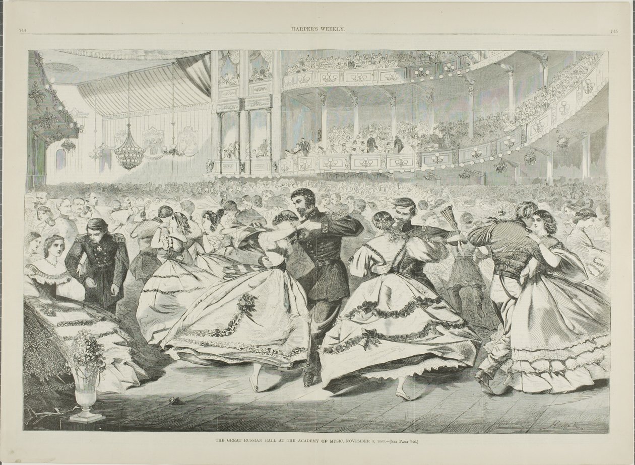Suuret venäläiset tanssiaiset Musiikkiakatemiassa, 5. marraskuuta 1863. tekijältä Winslow Homer