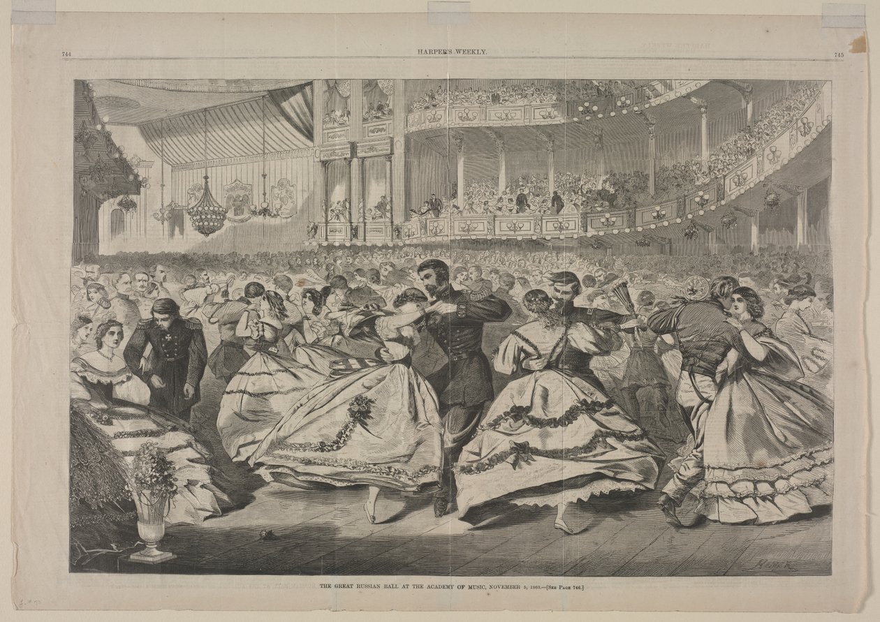 Suuri venäläinen tanssiaiset Musiikkiakatemiassa, 5. marraskuuta 1863 tekijältä Winslow Homer