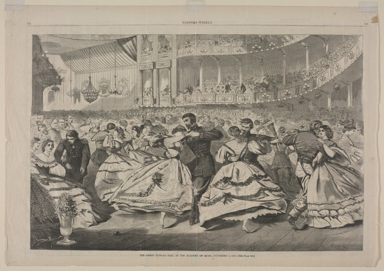 Suuri venäläinen juhla Musiikkiakatemiassa, 5.11.1863,1863. tekijältä Winslow Homer