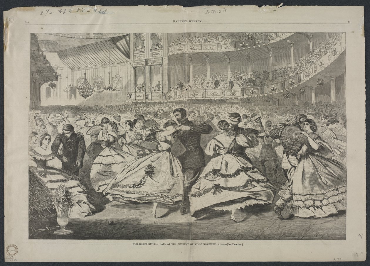 Suuri venäläinen juhla Musiikkiakatemiassa, 5.11.1863,1863. tekijältä Winslow Homer