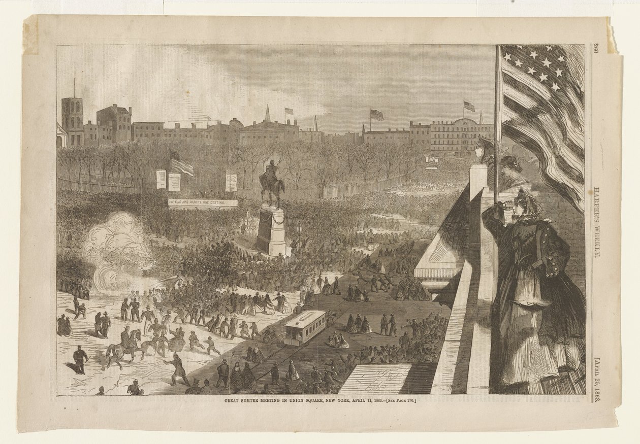 Suuri Sumter-kokous Union Squarella, New Yorkissa, 11. huhtikuuta 1863 tekijältä Winslow Homer