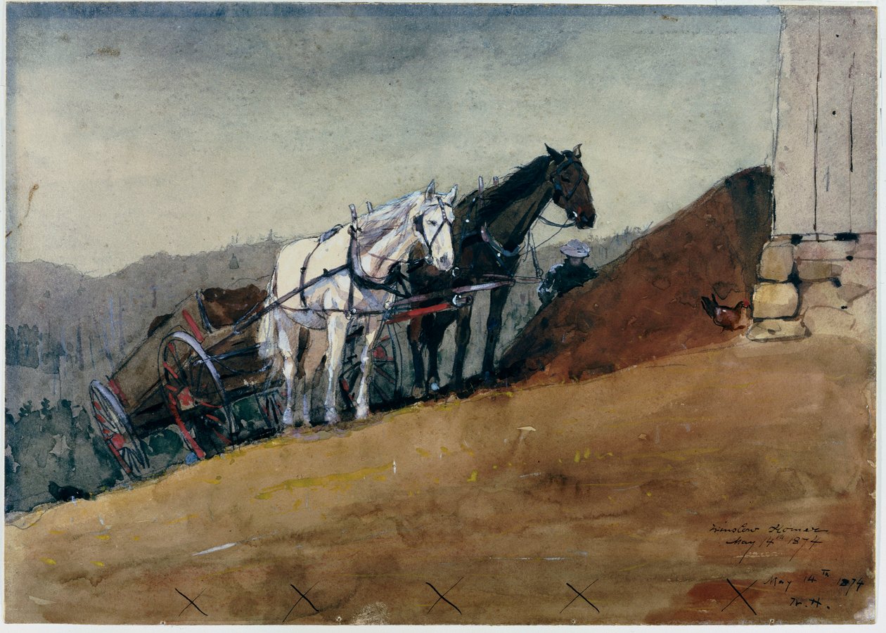 Hilltop Barn - Houghton Farm, 1874 tekijältä Winslow Homer