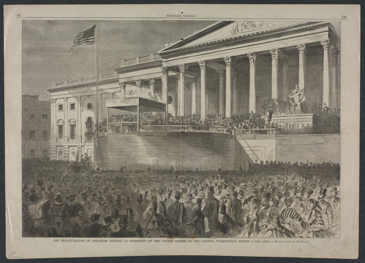 Abraham Lincolnin virkaanastuminen Yhdysvaltain presidentiksi, 4. maaliskuuta 1861, 1861. tekijältä Winslow Homer