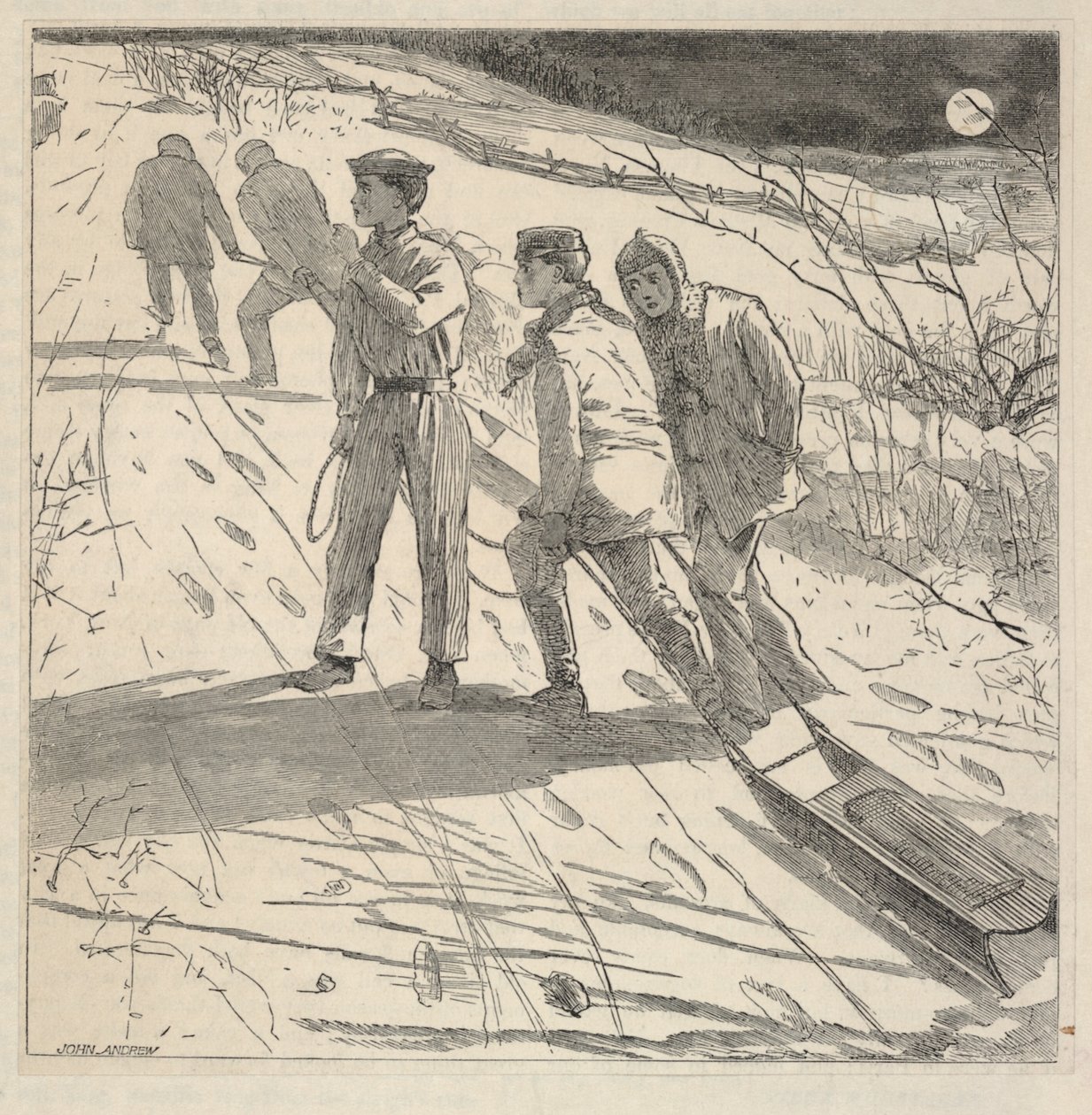 The Midnight Coast, The Riverside Magazine for Young People, tammikuu 1867. tekijältä Winslow Homer