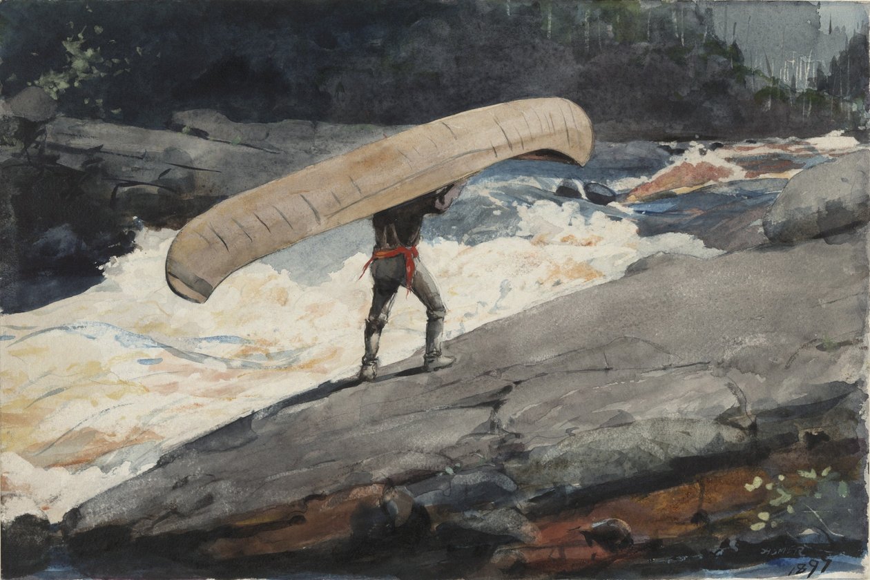 The Portage, 1897 (wc paperille) tekijältä Winslow Homer
