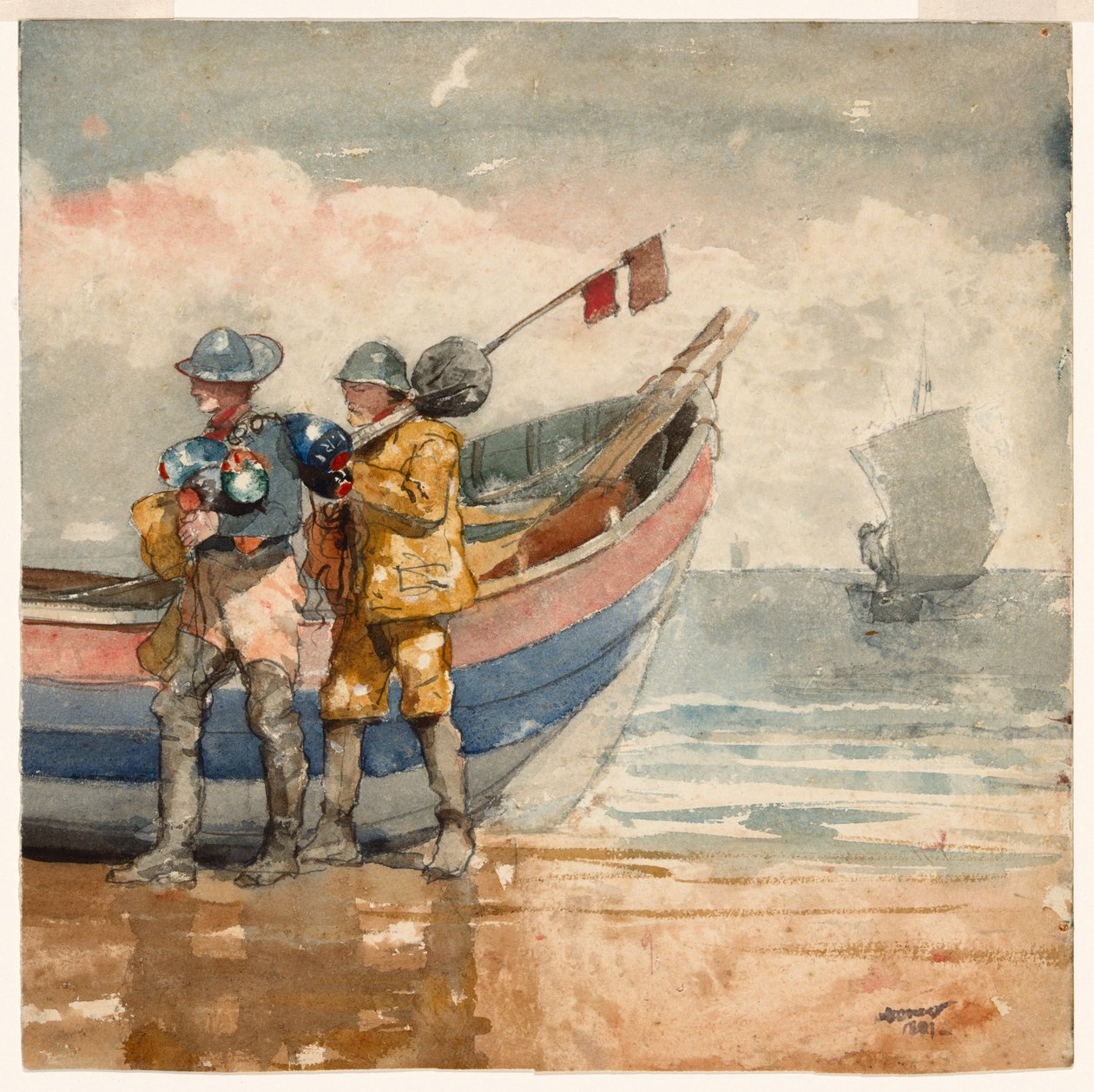 The Return, Tynemouth (recto) -tutkimus (käänteinen) tekijältä Winslow Homer