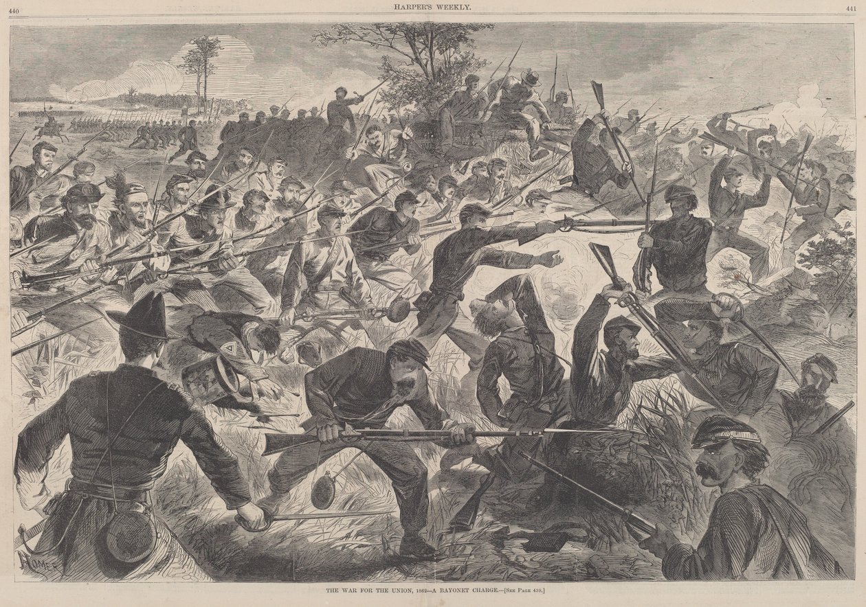 Sota unionin puolesta, 1862 - A Bayonet Charge, julkaistu 1862. tekijältä Winslow Homer