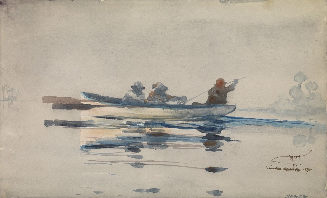 Kolme miestä veneessä tekijältä Winslow Homer