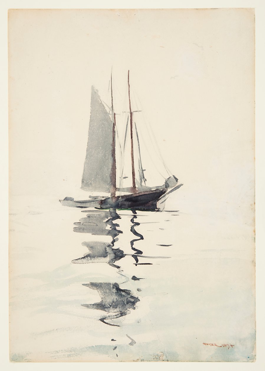 Kaksimastoinen kuunari Doryn kanssa tekijältä Winslow Homer