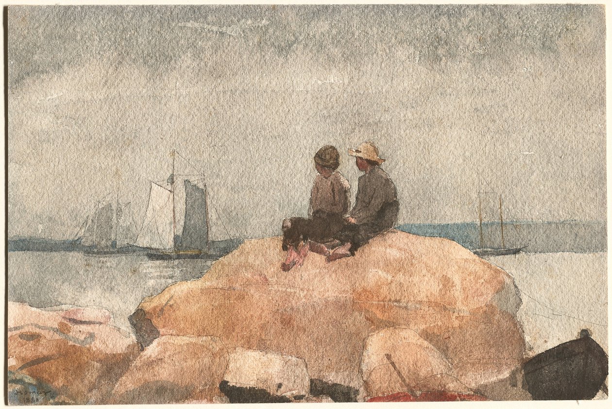 Kaksi poikaa katselee kuunareita tekijältä Winslow Homer