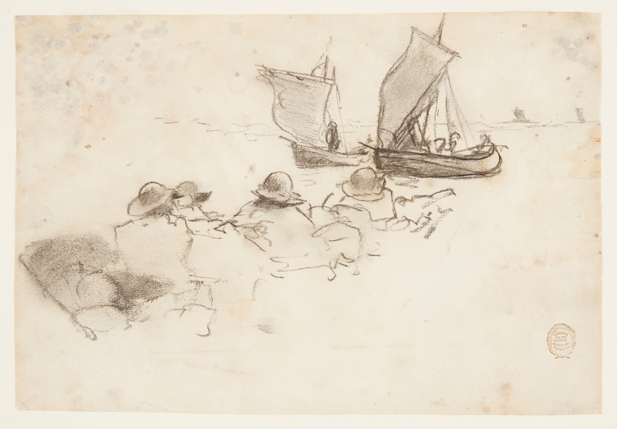 Kaksi kalastusvenettä purjeineen, Cullercoats, Englanti tekijältä Winslow Homer