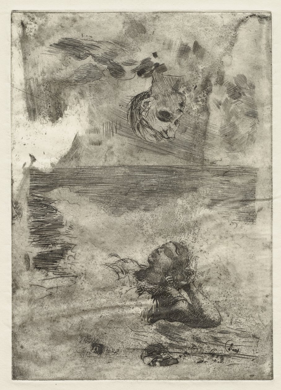 Two Heads, tutkimus "Undertow" jälkeen, n.1886, painettu n.1967 tekijältä Winslow Homer