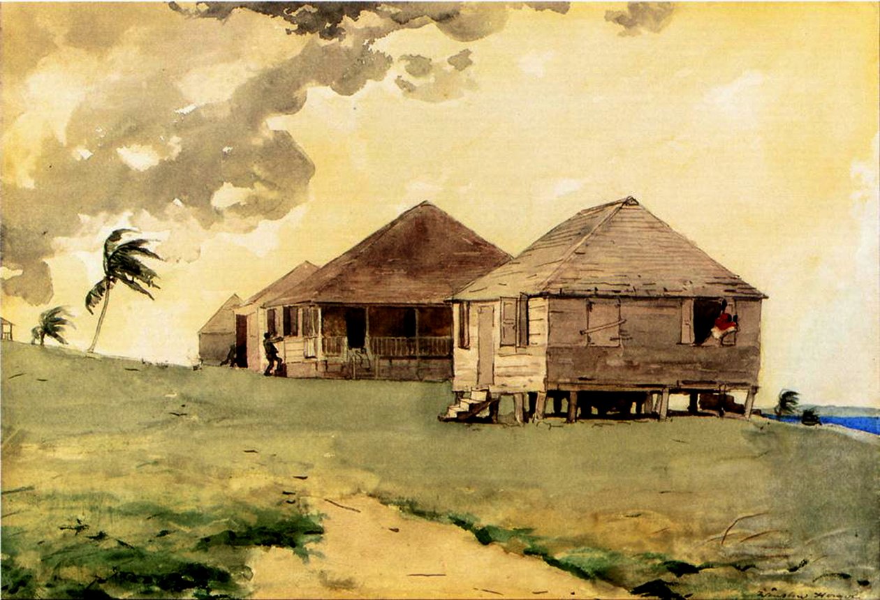 Tuleva tornado, Bahama, 1885 (wc ja lyijykynä paperille) tekijältä Winslow Homer