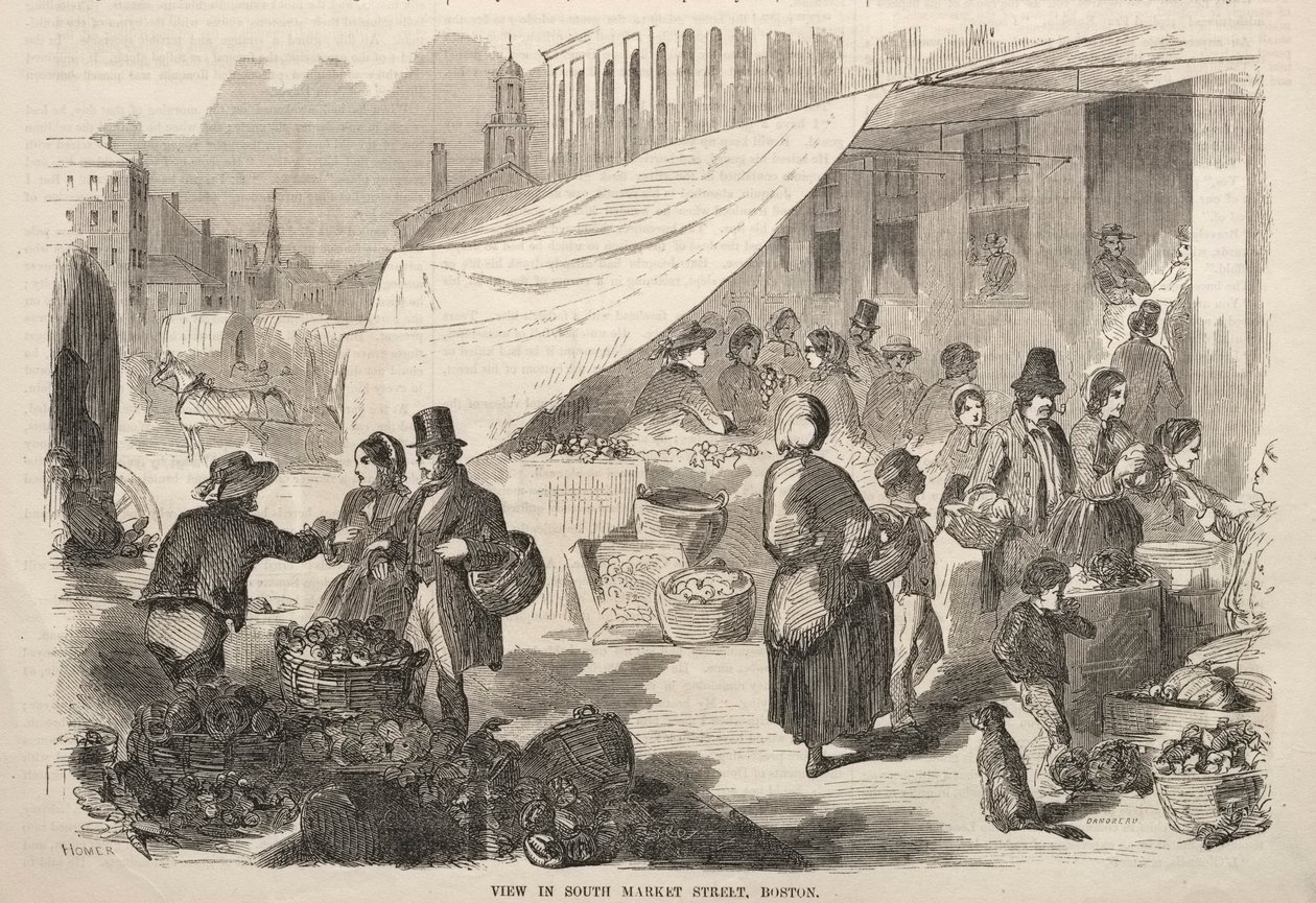 Näkymä South Market Streetillä, Bostonissa, 1857. tekijältä Winslow Homer