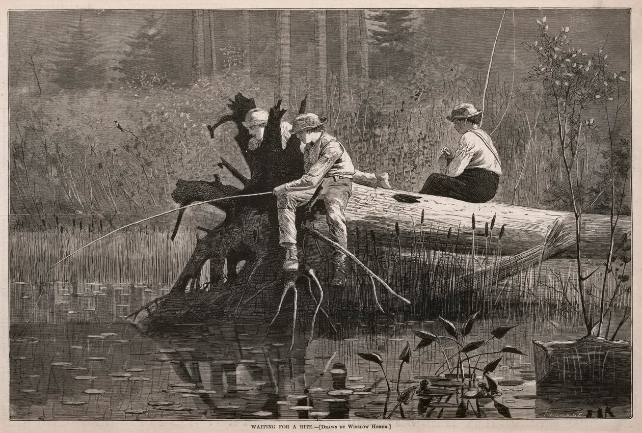 Odotan puremaa, 1874. tekijältä Winslow Homer