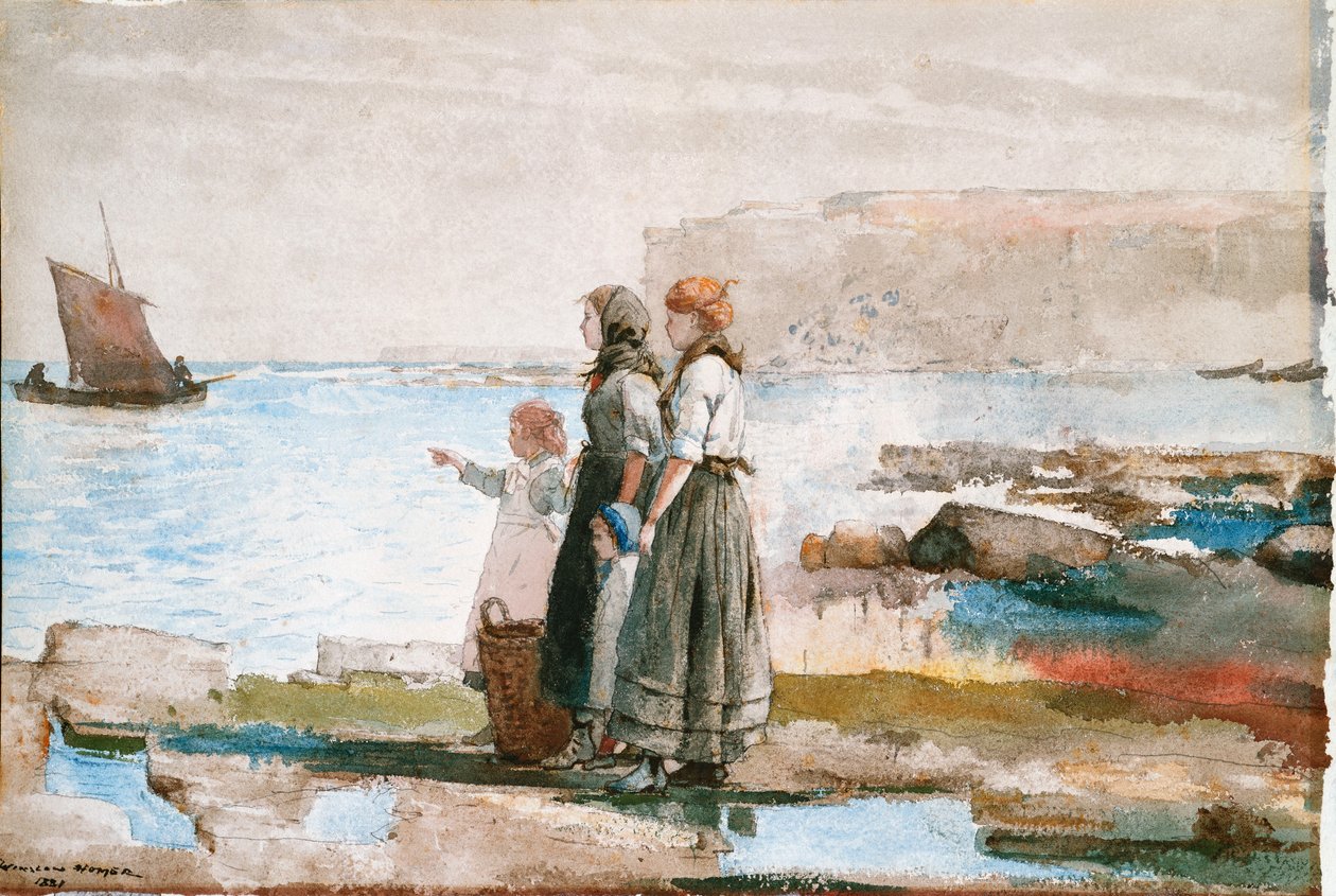 Odotetaan kalastuslaivastojen paluuta, 1881 tekijältä Winslow Homer
