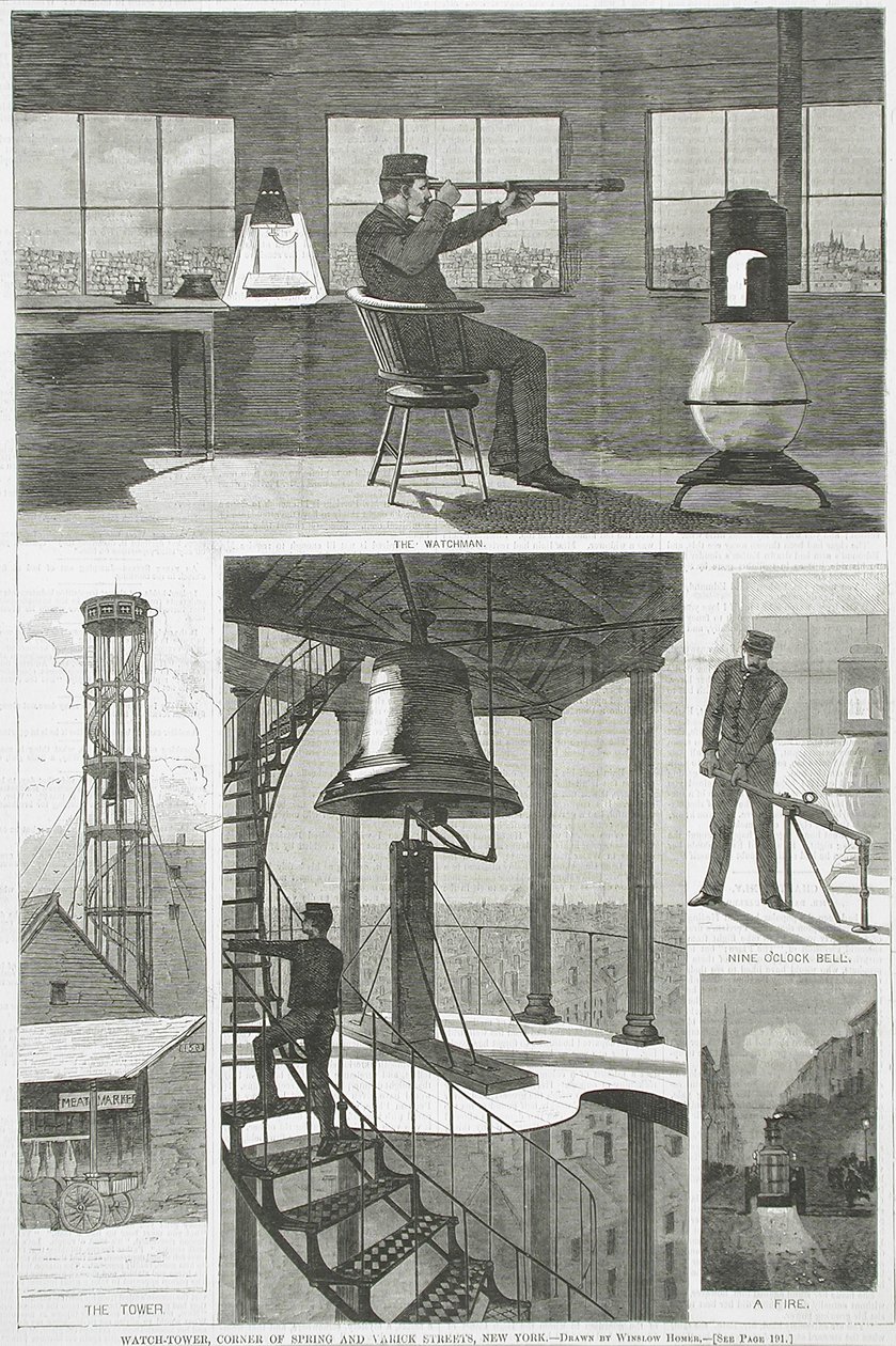 Watch-Tower, Spring- ja Varick-katujen kulma, New York tekijältä Winslow Homer