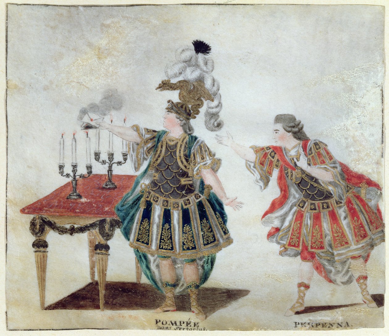 Pompeius ja Perpenna Corneillen tragediassa Sertorius, n. 1780 tekijältä Wirscher