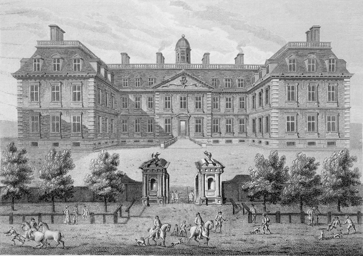 Albemarle House, entinen Clarendon House, Lontoo, julkaistu 1809 tekijältä Wise