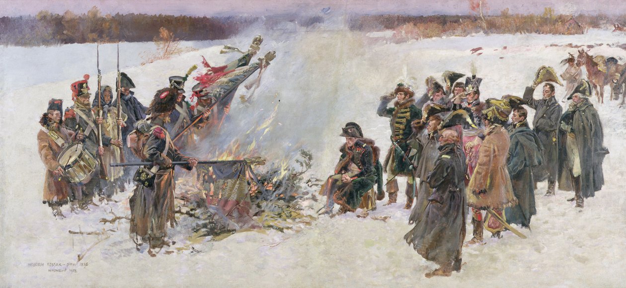 Burning of Standards vuonna 1812, 1896, katkelma "Berezina Panorama", 1896 tekijältä Wojciech Kossak