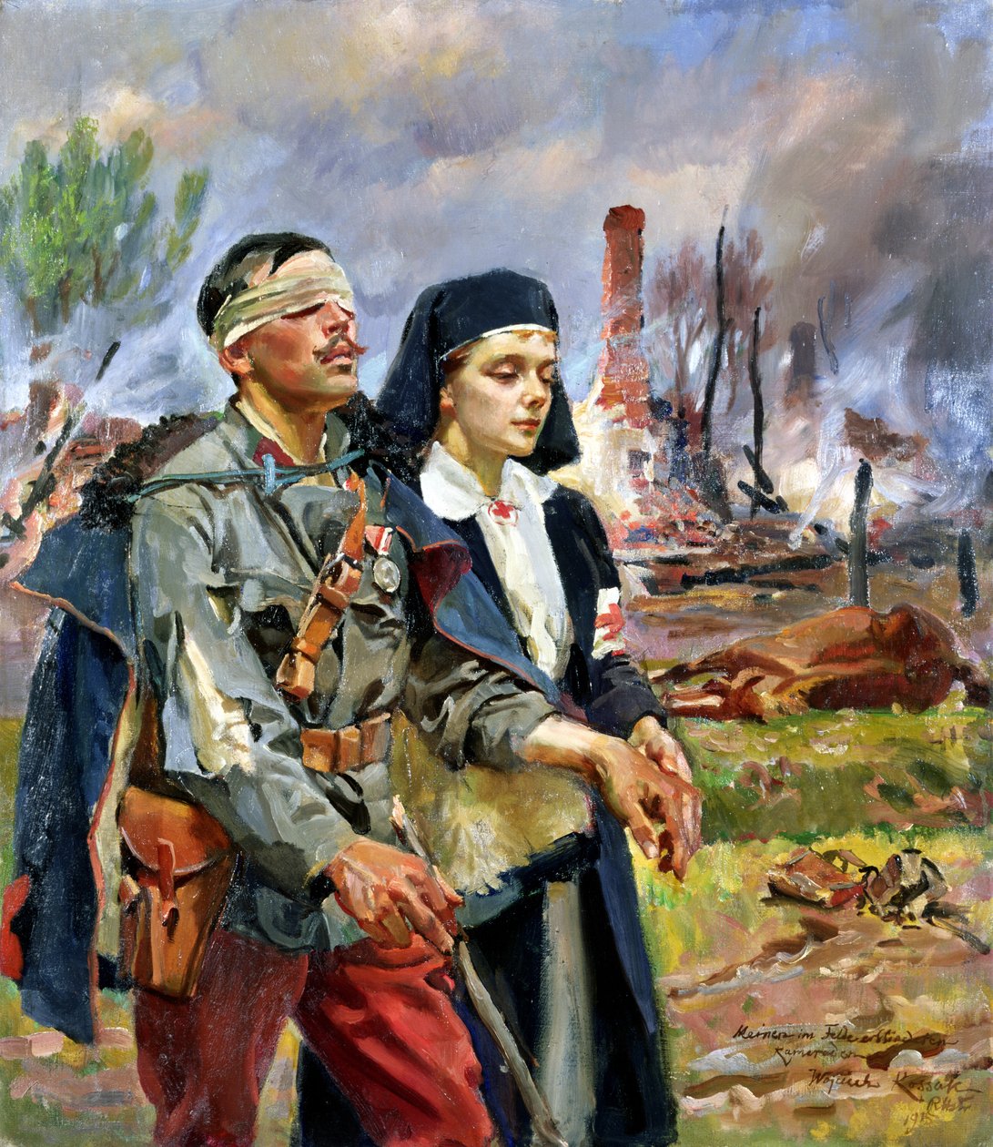 Haavoittunut sotilas, 1915 tekijältä Wojciech Kossak