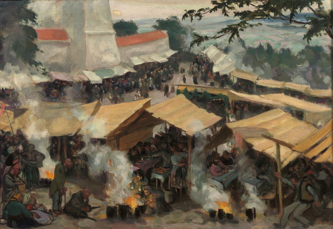 Messut Kawaria Zabrzydowskassa, Puolassa, n. 1913 (öljy kankaalle) tekijältä Wojciech Stanislaw Weiss