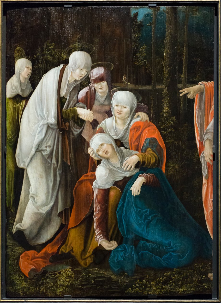 Kristus hyvästelee äitinsä, noin 1520 (öljy kuuselle). tekijältä Wolf Huber