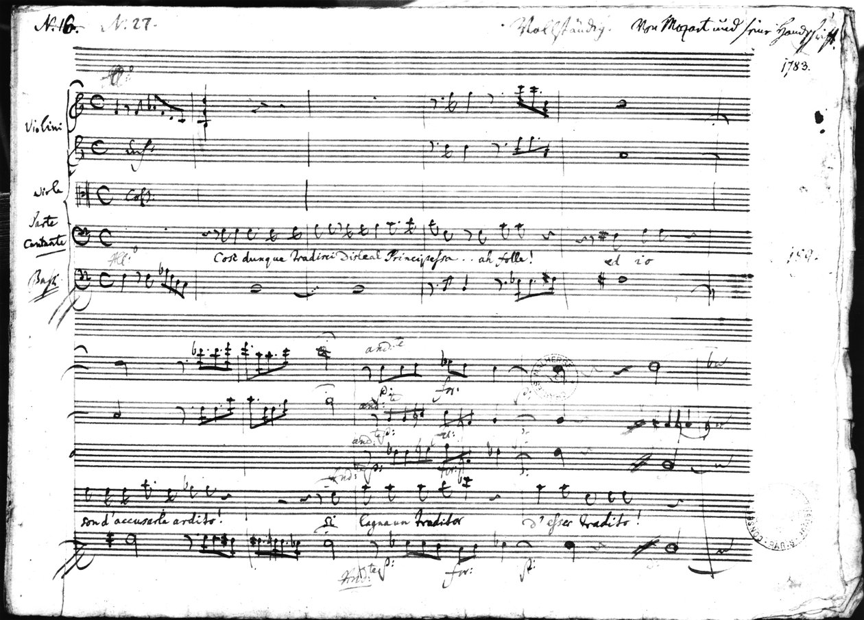 "Cosi Dunque Tradisci...", resitatiivi ja aaria, 1783 tekijältä Wolfgang Amadeus Mozart