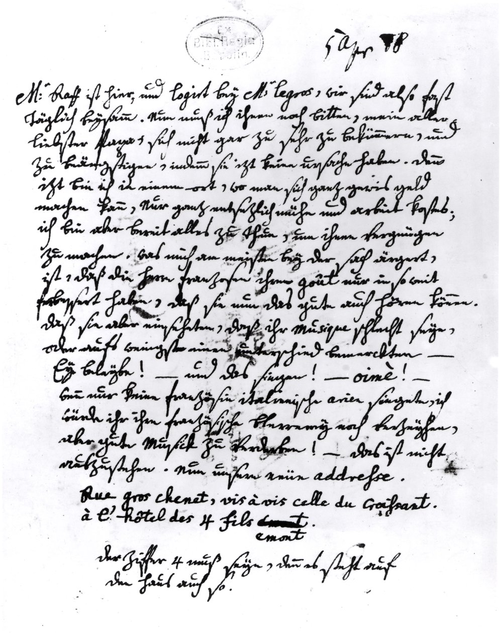 Mozartin kirje isälleen, 5. huhtikuuta 1778 (kynä ja muste paperille) tekijältä Wolfgang Amadeus Mozart