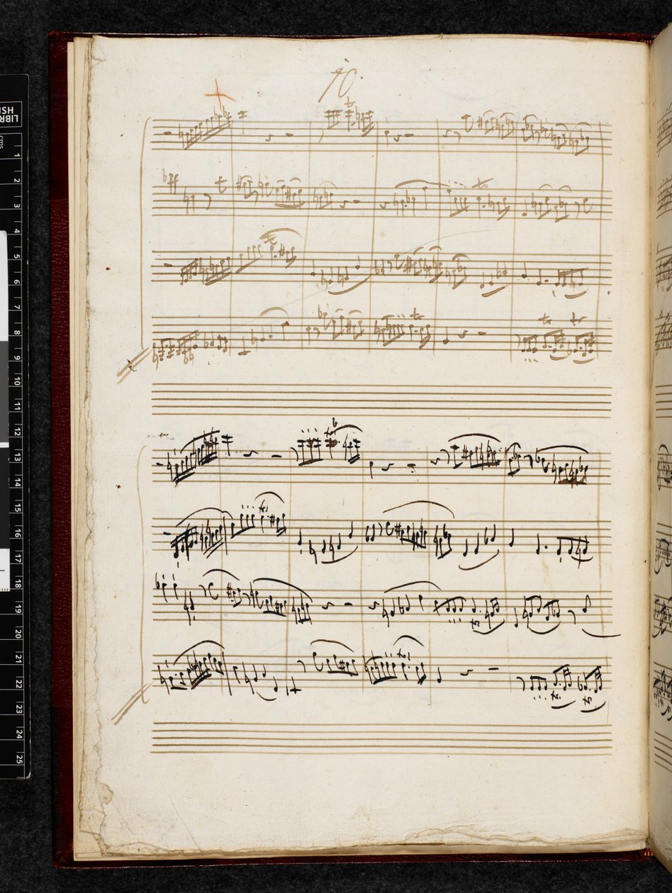 Adagio ja fuuga c-molli, K. 546, Add. 28996, f.7v tekijältä Wolfgang Amadeus Mozart