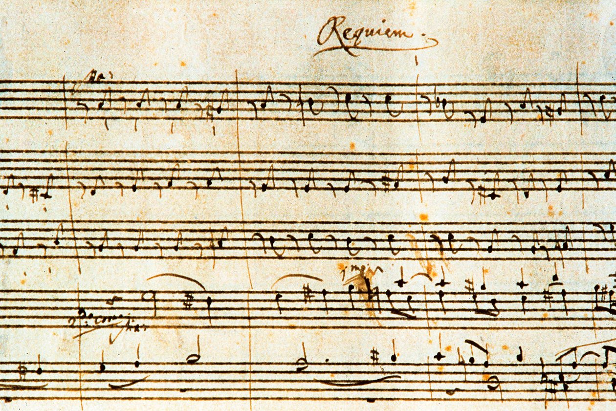 Itävaltalaisen säveltäjän Wolfgang Amadeus Mozartin (1756-1791) Requiem, K. 626 nimikirjoitus tekijältä Wolfgang Amadeus Mozart