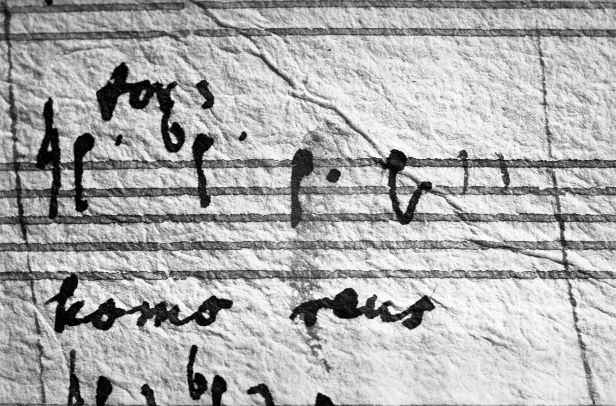 Mozartin Requiemin partituuri, viimeiset nuotit, jotka hän kirjoitti ... tekijältä Wolfgang Amadeus Mozart