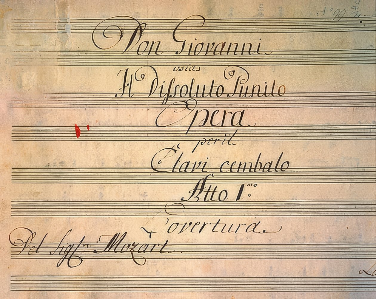 Oopperan Don Giovanni nimilehti. Ensimmäinen esitys 1787 tekijältä Wolfgang Amadeus Mozart