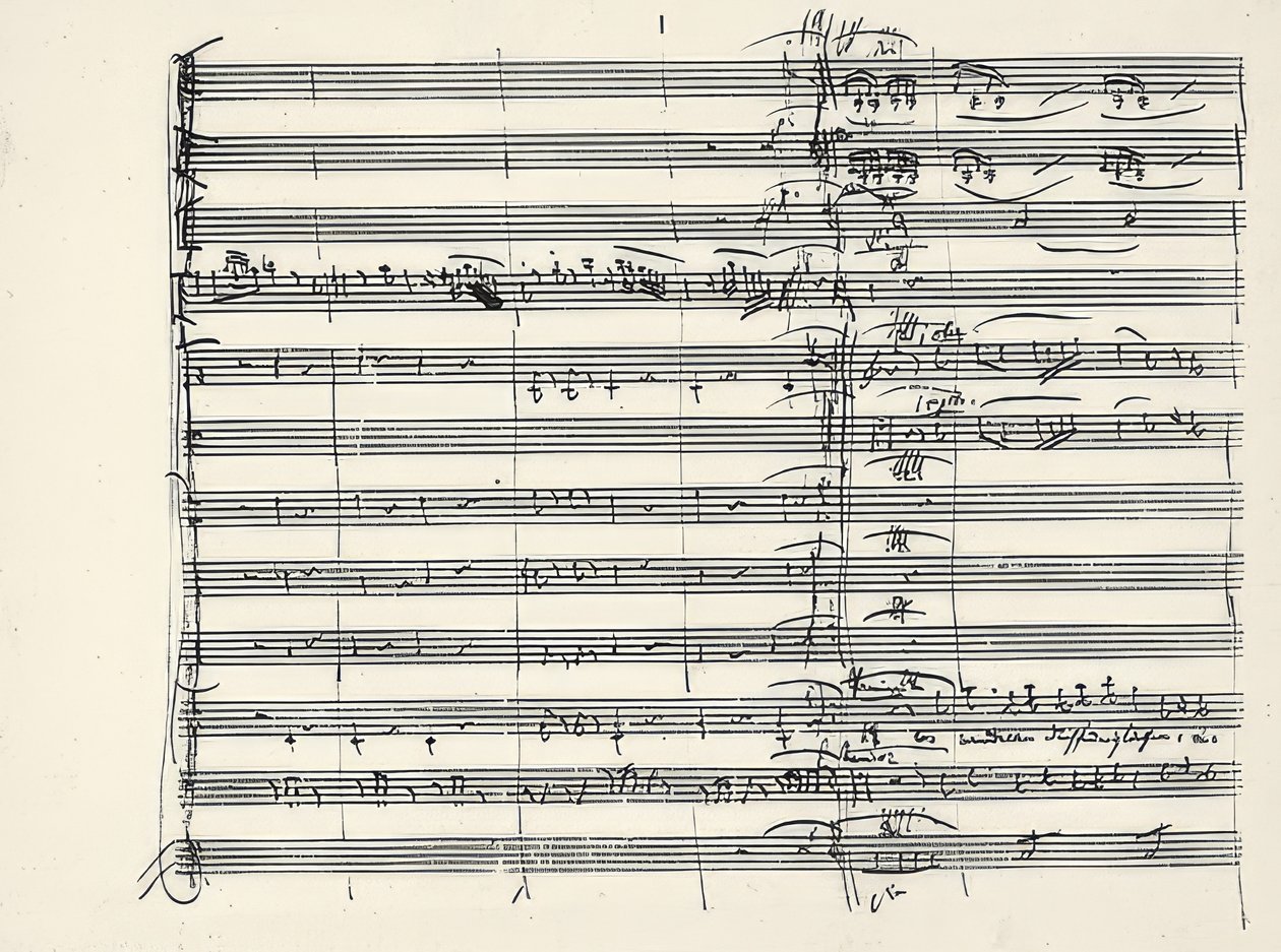 Wolfgang Amadeus Mozart (1756-1791) itävaltalainen säveltäjä. Nimikirjoitus tulimusiikin lopusta ja Taikahuilun dueton Paminas ja Taminos (Kävelimme gluteenia tulen läpi) alusta. 1791 tekijältä Wolfgang Amadeus Mozart