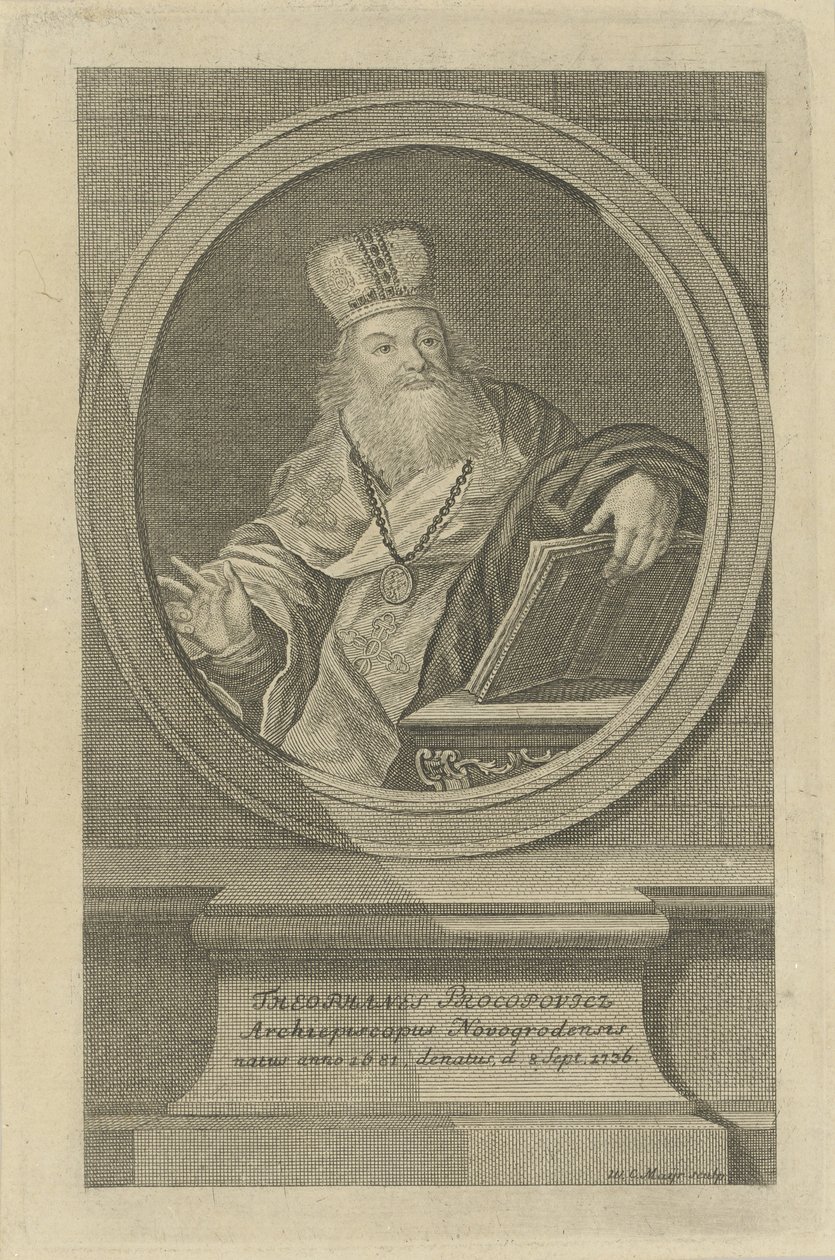 Runoilija Theofan Prokopovichin muotokuva 1681-1736, noin 1760. tekijältä Wolfgang Christoph Mayr