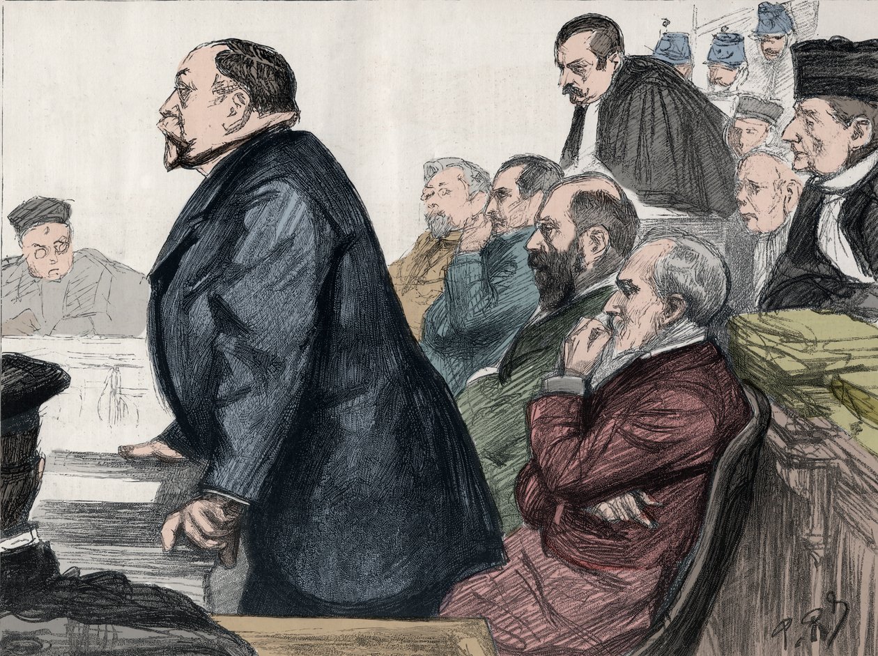 Panaman skandaali (1892-1897): Panama Canal Companyn johtajien oikeudenkäynti ja tuomio 8. helmikuuta 1893 Palais de Justicessa. tekijältä Woodbine K. Hinchliff
